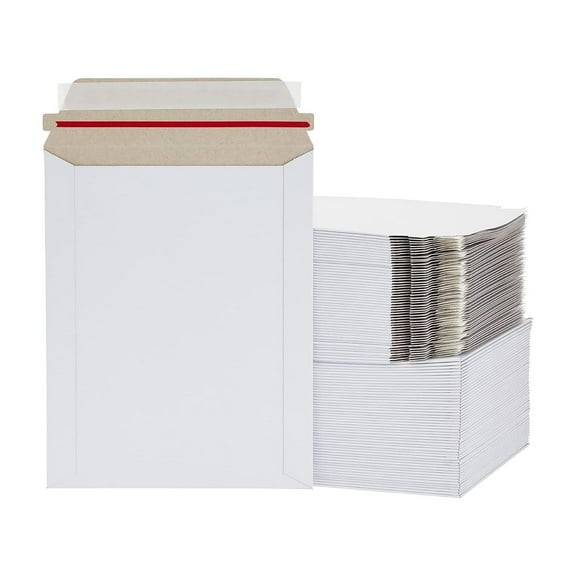 PSBM White Rigid Mailers 9" x 11.5" Self Adhesive Mailers 200 Pcs Ideal for Retail Office Flat Documents Shipping Purpose