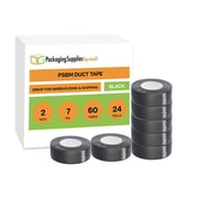 PSBM Black Duct Tape, 24 Rolls, 7 Mil Thick, 2 Inch Wide, 60 Yards Per Roll, Total 1440 Yards, Heavy Duty, Waterproof, All-Weather, Perfect for Repairs, Patching, Bundling & Sealing