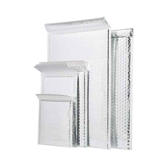 PSBM Silver Bubble Mailers 200 Pcs 13" x 17.5" Shiny Padded Waterproof Glamour Envelopes Self-Seal for Shipping Use
