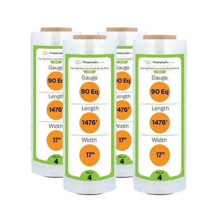 PSBM High Performance Stretch Wrap 17 Inch x 1476 Feet 4 Rolls 48 Gauge Shrink Film for Moving Packing Pallets