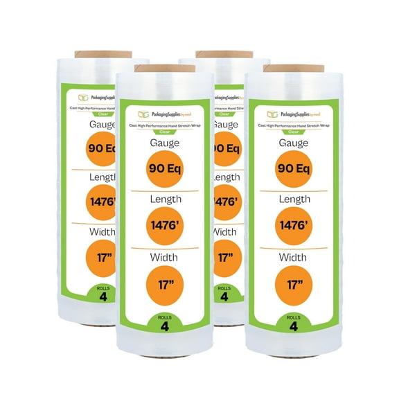 PSBM High Performance Stretch Wrap 17 Inch x 1476 Feet 4 Rolls 48 Gauge Shrink Film for Moving Packing Pallets