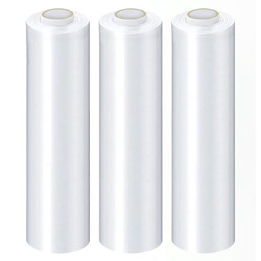 Clear Plastic Cling Wrap - 4 Pack, 12" X 1500' X 80 Gauge - Blown Stretch Wrap For Moving & Packaging