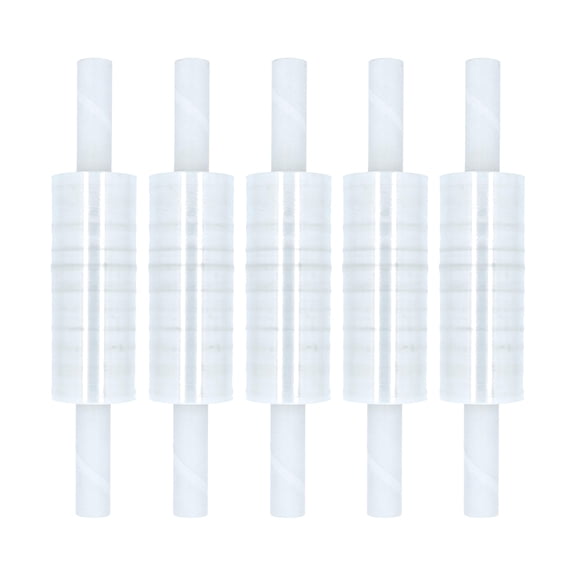 PSBM Stretch Wrap with Extended Core Handles 15 Inch x 1000 Feet 4 Rolls 80 Gauge Clear Plastic Cast Hand Shrink Film