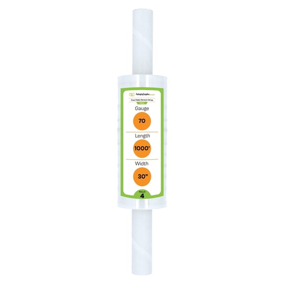 PSBM Stretch Wrap with Extended Core Handles 30 Inch x 700 Feet 70 Gauge 4 Rolls Clear Plastic Cast Hand Shrink Film for Packaging