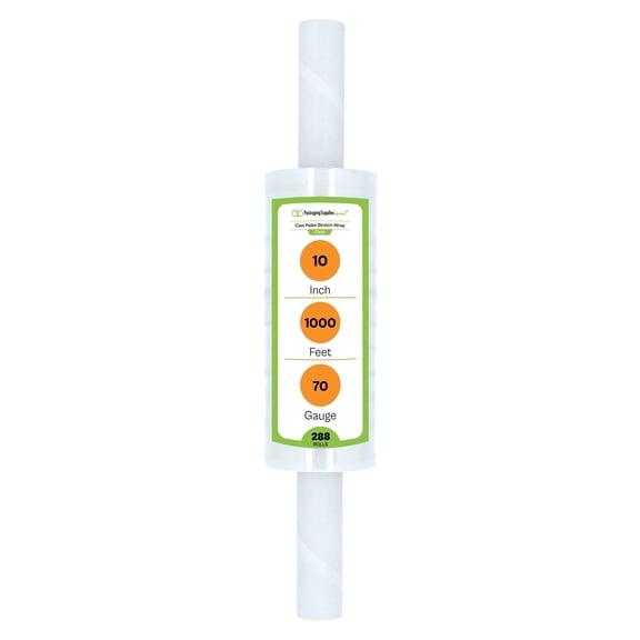 PSBM Cast Stretch Wrap with Extended Core Handles 10" x 1000' 288 Rolls 70 Gauge Clear Plastic Shrink Film for Moving Packing Pallets