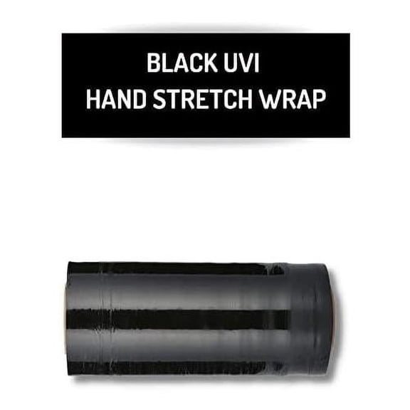 SSBM UVI Protection Hand Stretch Wrap 18 Inch x 1500 Feet 4 Rolls 80 Gauge Black Plastic Shrink Film for Moving Packing