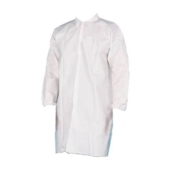 PSBM White Disposable Lab Coat, 4XL 25 Pack – Microporous Protective Gown with 4 Button Snaps and Elastic Wrists, Pocket-Free Design for Food Processing & Industrial Use