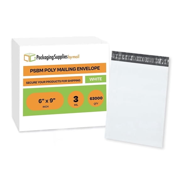 PSBM Poly Mailers 63000 Pcs 6" x 9" 3 Mil Durable Self-Seal Shipping Envelopes for Clothing and Retail Use