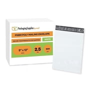 PSBM White Poly Mailers 500 Pcs 9" x 12" 2.5 Mil Tamper Evident Self Adhesive Bags for Online Retail and Packaging Use