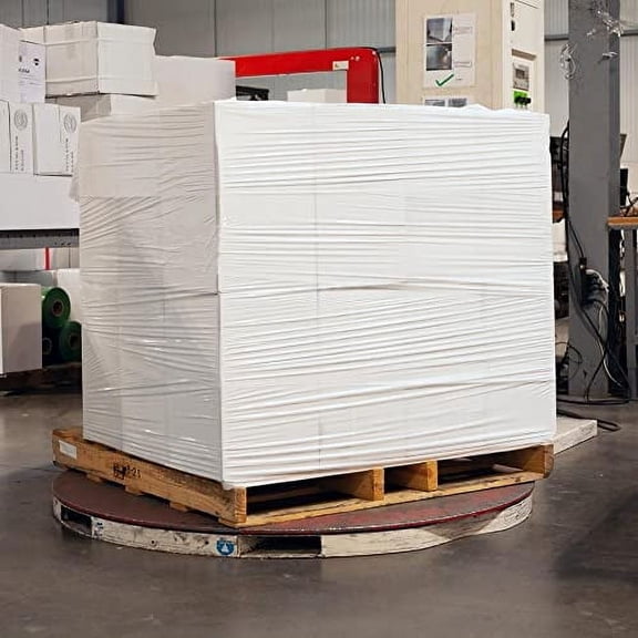 PSBM White Stretch Wrap, 1 Pack, 18 Inch x 1500 Feet, 80 Gauge, Plastic Cling Dark Color Hand Stretch Film Rolls for Packaging Moving Packing Pallets