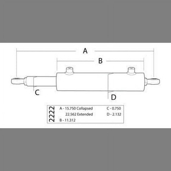 PSC Steering Single Ended Steering Cylinder Kit, 1.75 x 6.75" x 0.750" Rod - SC2222K"