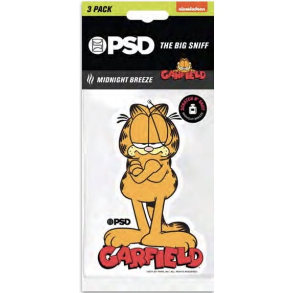 PSD Big Sniff, Garfield Cattitude Hanging Air Freshener 3 Pack with Vanilla Scent