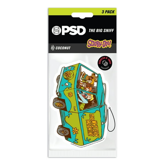 PSD Big Sniff, Scooby Doo Mystery Machine Hanging Air Freshener with Coconut Scent 3 pack