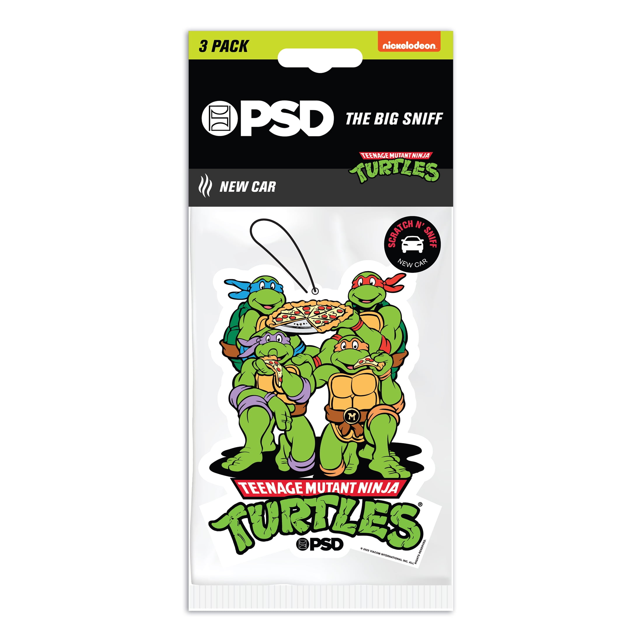 PSD Big Sniff Teenage Mutant Ninja Turtle Hanging Air Fresheners 3 Pack with New Car Scent