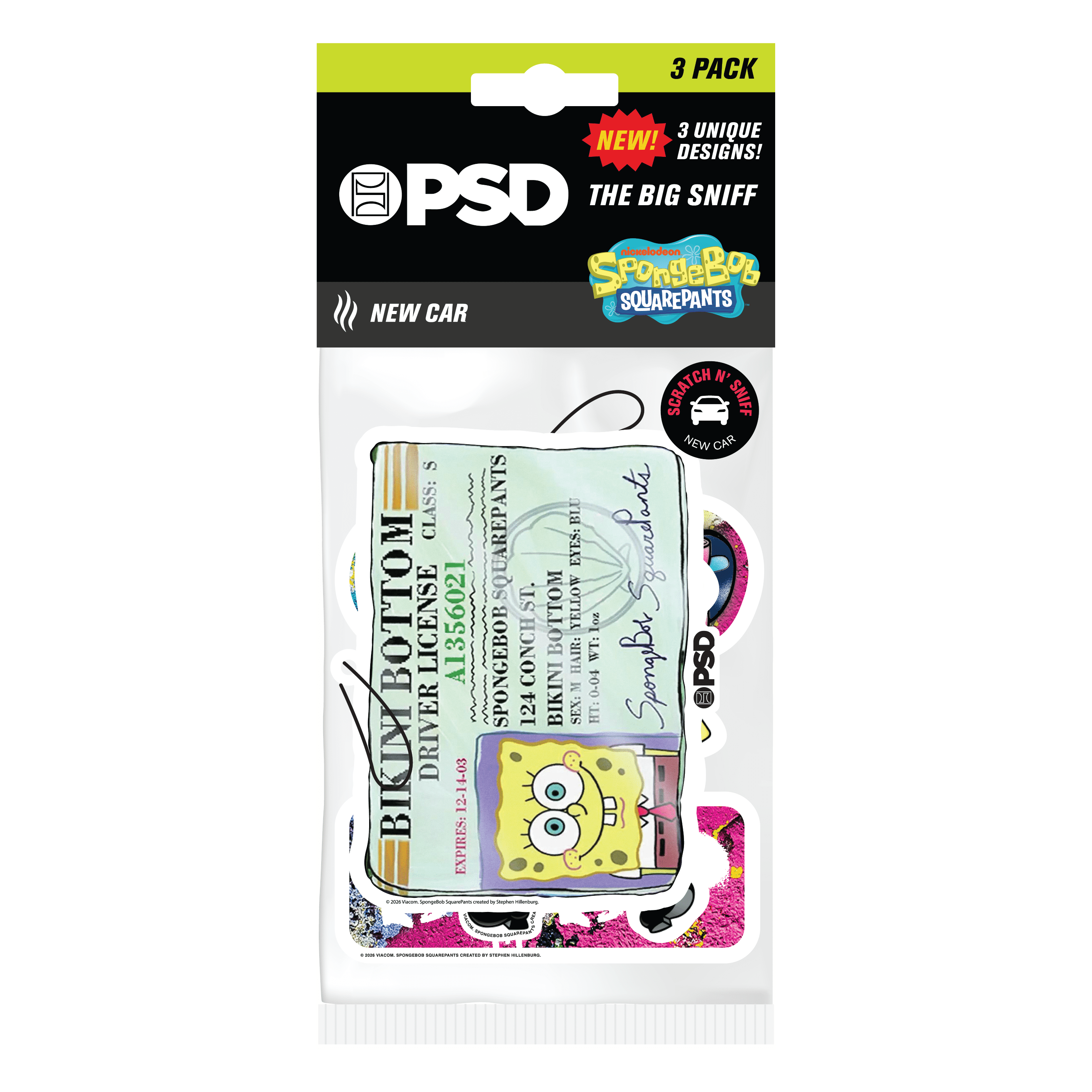 Psd Mix PSD Sponge Bob Mix Hanging Air Freshener 3 Pack with Midnight Breeze ...
