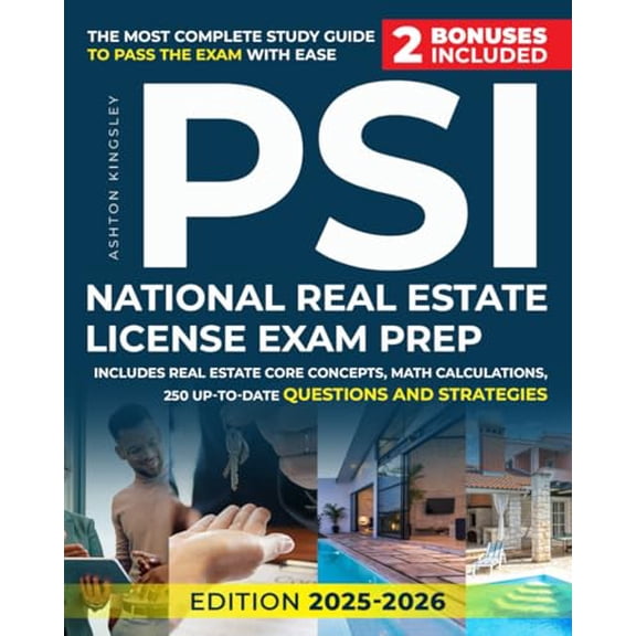 Pre-Owned PSI National Real Estate License Exam Prep Study Guide with Core Concepts and Math