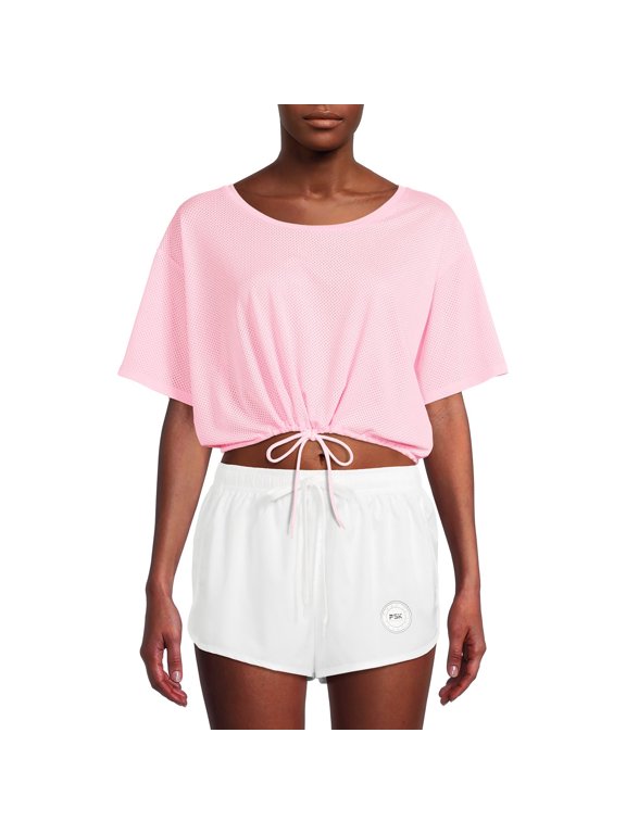 PSK Women's Tie Front Mesh Top