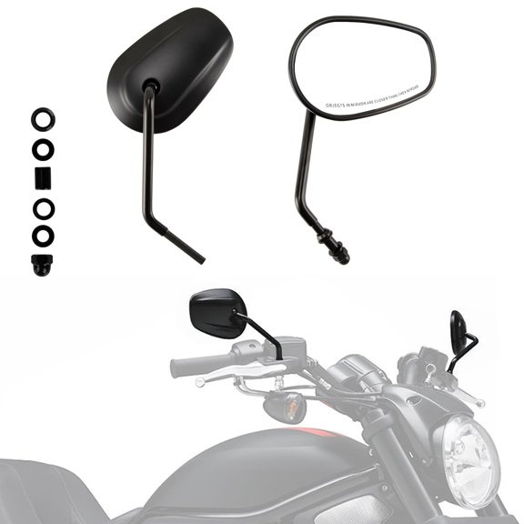 PSLER Motorcycle Mirrors 8M Rear View Side Mirrors Adjustment Mirror for Most 8mm Threaded Sportster Touring Dyna Softail CVO Road Street Road King (Black)
