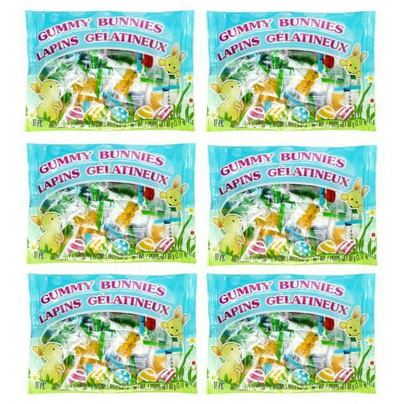 PSLLC Easter Gummy Bunnies, 3.17 oz. Bags (Pack of 6)