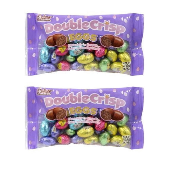 PSLLC Easter Palmer Chocolate Double Crisp Eggs Candies Chocolaty and Smooth Crisp and Crunchy Candy Great for Easter Baskets and Easter Egg Stuffers 4.5 oz Bags (2 Pack)
