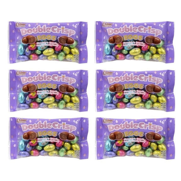 PSLLC Easter Palmer Chocolate Double Crisp Eggs Candies Chocolaty and Smooth Crisp and Crunchy Candy Great for Easter Baskets and Easter Egg Stuffers 4.5 oz Bags (6 Pack)