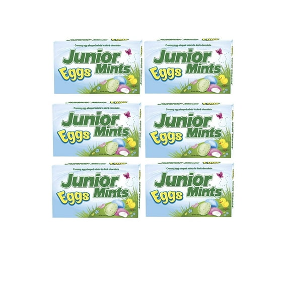 JUNIOR MINTS EGGS Limited Edition Easter Spring Dark Chocolate Candy Candies Gluten Free and Peanut Free Movie Theater Box, 3.5 oz (6 Boxes)