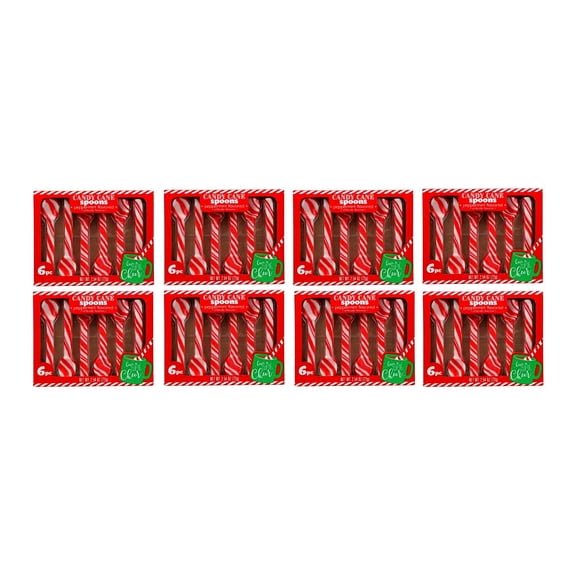 PSLLC Peppermint Candy Cane Spoons, 6-ct. Per Box - 8 Boxes (48 Spoons)