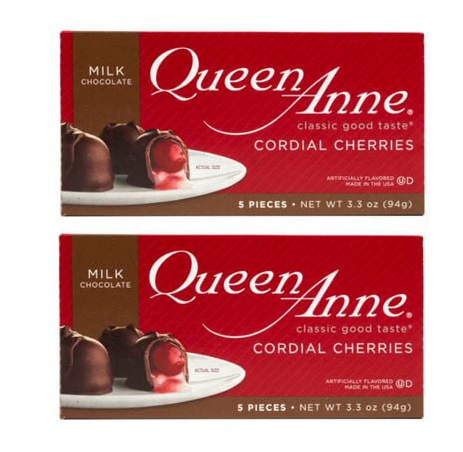 PSLLC Queen Anne Milk Chocolate Covered Cordial Cherries, 3.3 Ounces, 5
