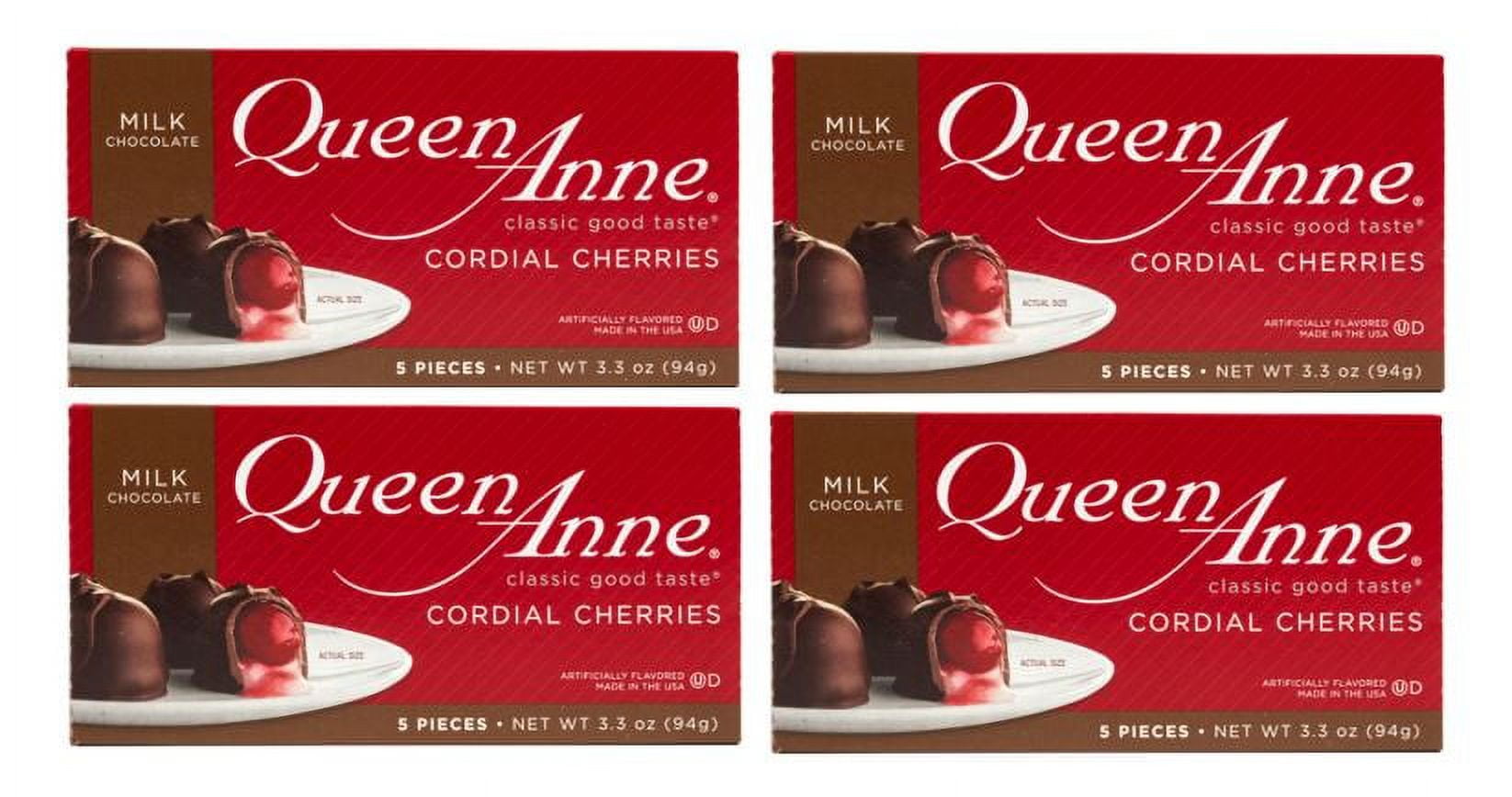 PSLLC Queen Anne Milk Chocolate Covered Cordial Cherries, 3.3 Ounces, 5