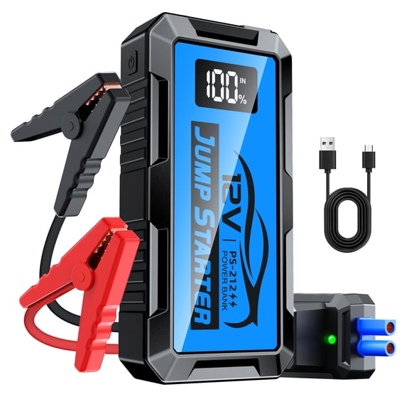 PSOOO Jump Starter 12V 8000A Power Pack Car Battery Pack (up to 10.0L Gas or 8.5L Diesel Engine) Jump Cable with Smart Clip and LED light