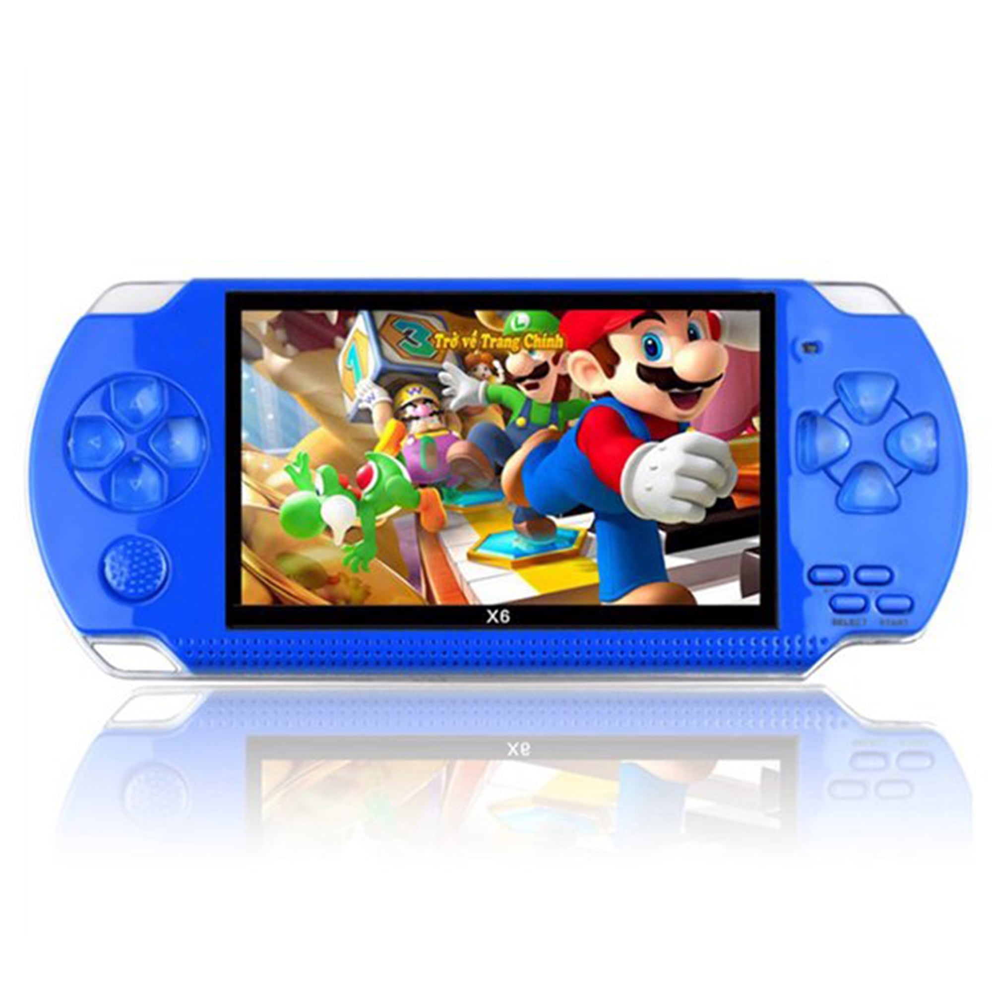 PSP Handheld Game Machine X6,8GB,with 4.3 Inch High Definition Screen, Built-in Over 9999 Free Games,Blue#696