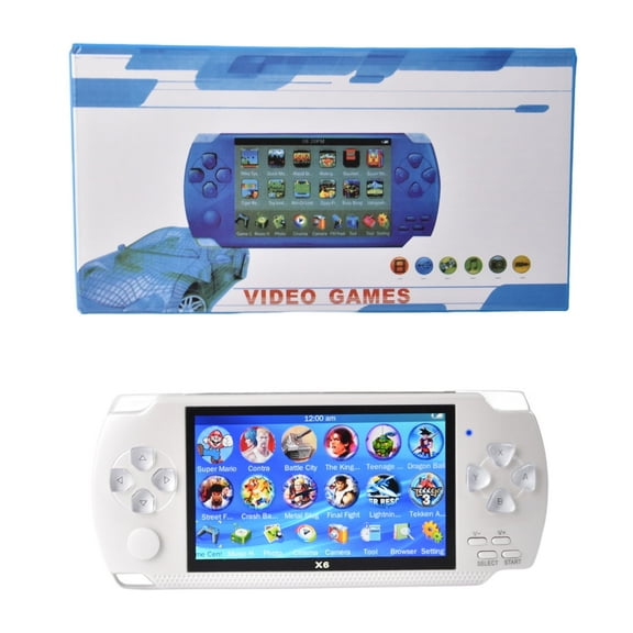 PSP Handheld Game Machine X6,8GB,with 4.3 inch High Definition Screen, Built-in Over 10000 Free Games,White#553