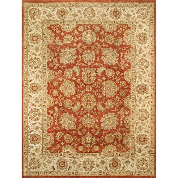 PSPT-008 Agra Collection Hand-Knotted Lamb's Wool Area Rug - Coral - 7' 9' X 10' 1'