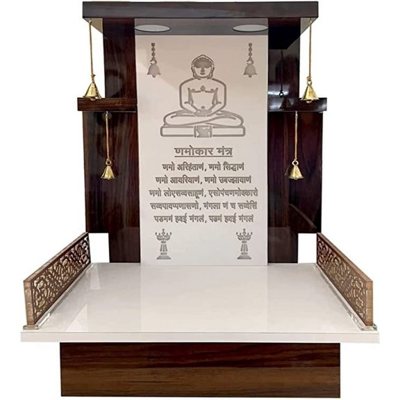 PSQURMART Wooden White Modern Temple with LED Light for Home and OfficeHome TemplePuja MandirWall Hanging Mandir(TMP15)SIZE-36x24x16 In