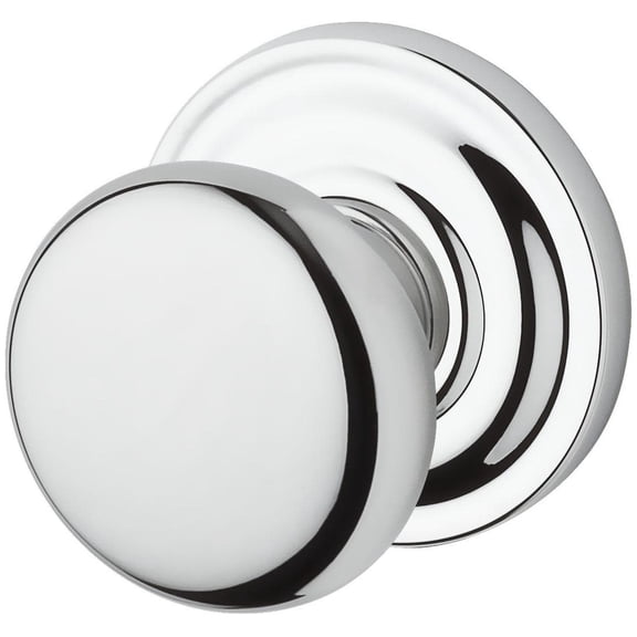 PSROUTRR260 Passage Round Knob and Traditional Round Rose with 6AL Latch and Dual Strike Bright Chrome Finish