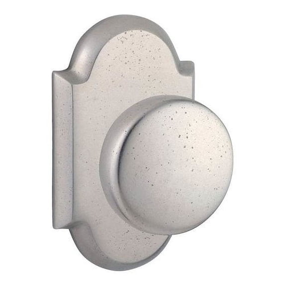 PSRUSRAR492 Passage Rustic Knob and Rustic Arch Rose with 6AL Latch and Dual Strike White Bronze Finish