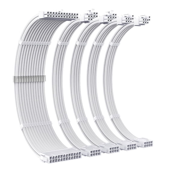 PSU Power Extension Cable ATX 24Pin Dual PCIE 6+2Pin Dual EPS 4+4Pin Nylon Braided Cord 24Pin Motherboard Splitter Cable