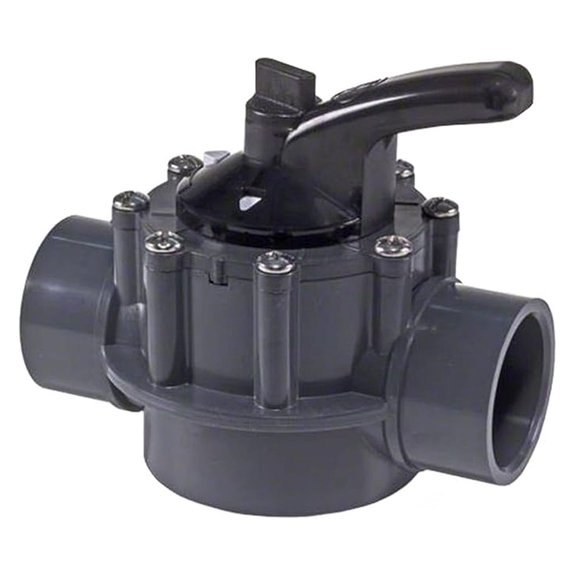 PSV2SDGR 2-Way Pool Check Diverter - 1.5-2" PVC Water Diverter for Swimming Pools - SP0537AFBLK Light Trim Ring for Fiberglass Pools & Spas