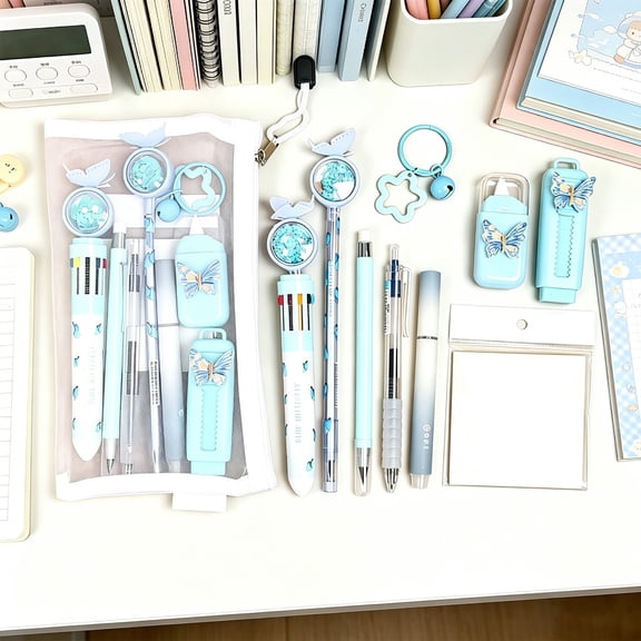 PSVFUJZ 10 Piece Stationery Set Complete Learning Stationery Bundle Graduation Back to Gift Box Multi-purpose Present for Office Home Gifting Occasions and General Daily Use