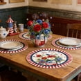 thumbnail image 1 of PSVFUJZ 4 Pack Independence Day Round Placemats Non-Slip Printed Table Mats Washable Heat Resistant Dining Pads with Red White Blue Star Patriotic Pattern for 4th of July Home Kitchen Decor, 1 of 6