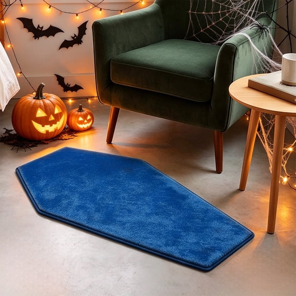 PSVFUJZ Coffin Shaped Halloween Bathroom Rug, 19.6x31.4 Inch Gothic Decor Bath Mat, Non-Slip Absorbent Microfiber Toilet Rug, Spooky Washroom Floor Carpet, Machine Washable