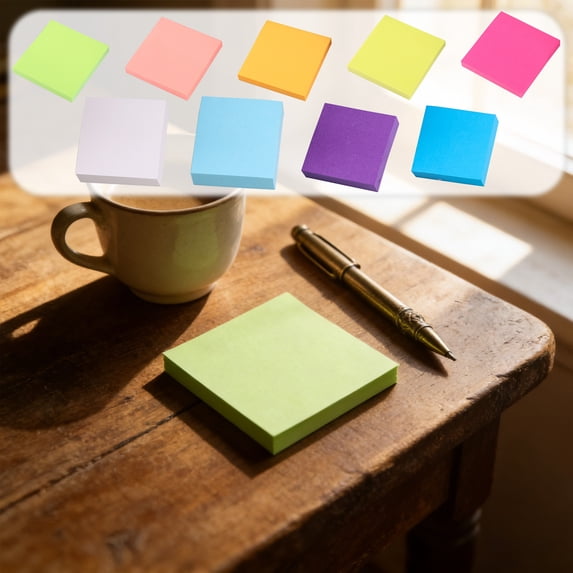 PSVFUJZ Colorful Square Sticky Notes Pad, 3 Inch Strong Adhesive Memo Notes for Office Home, Bright Paper Reminder Pads for To Do Lists, Planning, Bookmarks and Daily Tasks