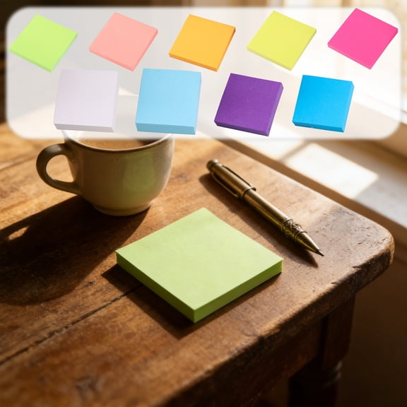 PSVFUJZ Colorful Square Sticky Notes Pad, 3 Inch Strong Adhesive Memo Notes for Office Home, Bright Paper Reminder Pads for To Do Lists, Planning, Bookmarks and Daily Tasks