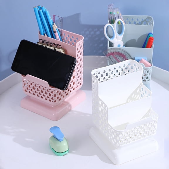 PSVFUJZ Desk Organizer for Pens, Pencils, Markers and Makeup Brushes, 3 Compartment Desktop Storage Holder for Office Supplies, Art Tools, Bathroom or Kitchen Accessories