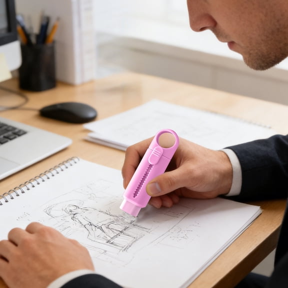 PSVFUJZ Erasers Retractable Push Pull Traceless No Crumbs Soft Cute Design with Plastic Protective Case Sliding Magic Eraser Stationery Correction Tool for Office Writing Drawing Drafting Art
