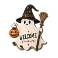 thumbnail image 1 of PSVFUJZ Halloween Door Sign, Wooden Ghost Welcome Sign, Halloween Door Decorations, Front Door Hanging Sign for Indoor Outdoor Home Porch Window Decor White3, 1 of 6