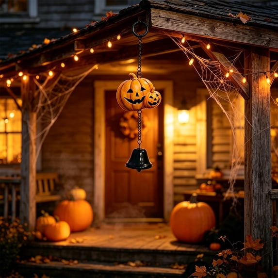 PSVFUJZ Halloween Wind Chimes Fall Decor Outdoor, Waterproof Resin Hanging Wind Chimes, Rural Autumn Yard Patio Porch Door Hanging Decoration for Yard, Porch, Patio, Holiday Party(Orange)