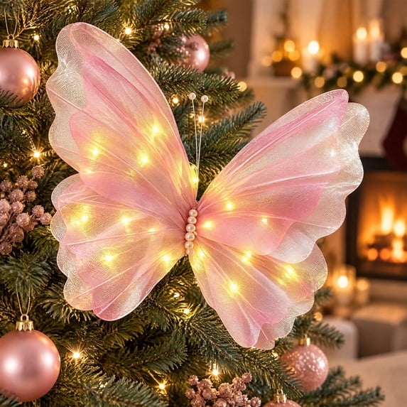 PSVFUJZ Large Christmas Tree Butterfly Decor, 3D Butterfly Tree Topper ...