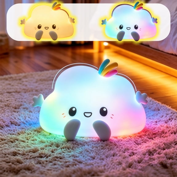 PSVFUJZ Night Light Large Size Soft Cloud Shaped Silicone Nightlight Creative Rechargeable Lamp with Soft Light and RGB Tones Cute Decorative Light for Bedroom Home Office and Gift Giving