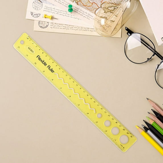 PSVFUJZ Soft Flexible Ruler 30cm, Foldable Straight Edge Measuring Tool with Wavy Scale, Multifunctional Drawing Ruler for Office, Home, Design Work